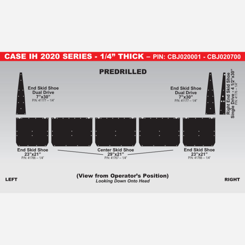 Case IH 2020 PIN: Before CBJ020001 & ALL HAJ Skid Shoe Replacement Parts