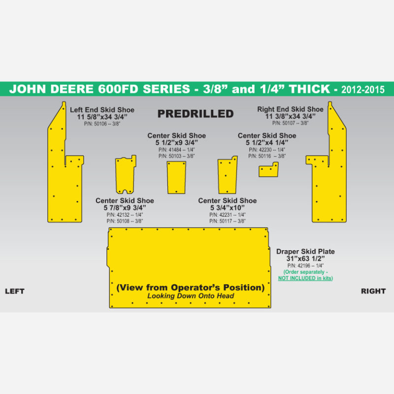 John Deere 600 Flex Draper Skid Shoe Sets - 2012-2015