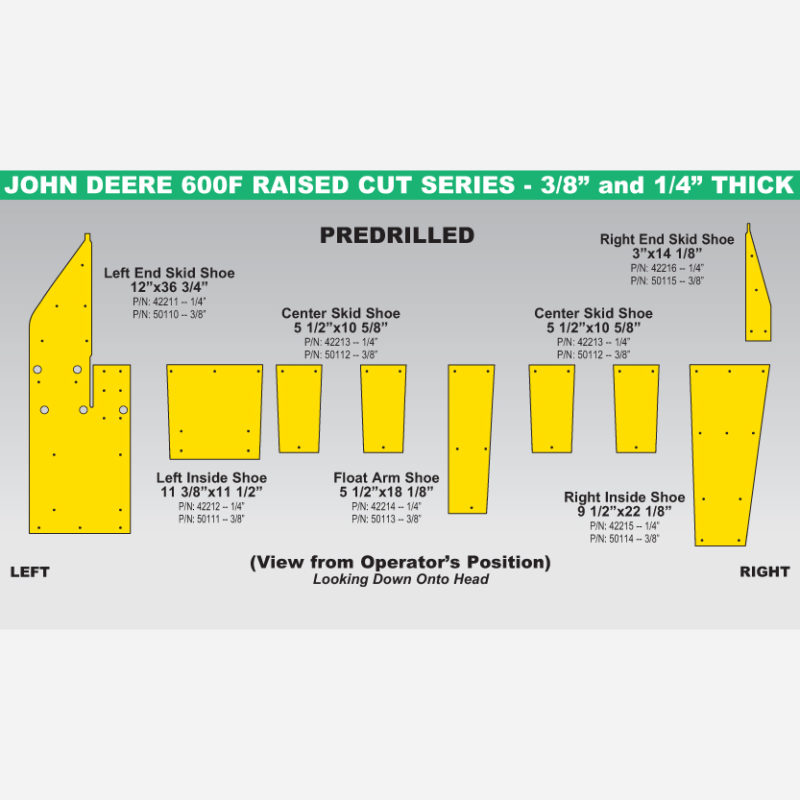 John Deere 600F Raised Cut Skid Shoe Replacement Parts