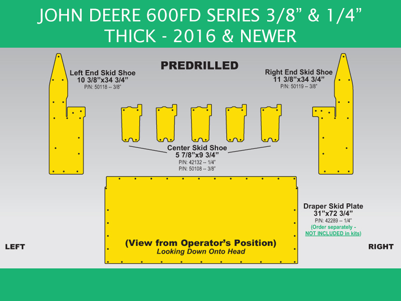 Skid Shoes for 2016 and Newer John Deere 600 / 700FD & RDF Series Flex Drapers