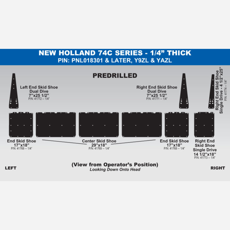 New Holland 740C skid shoe layout