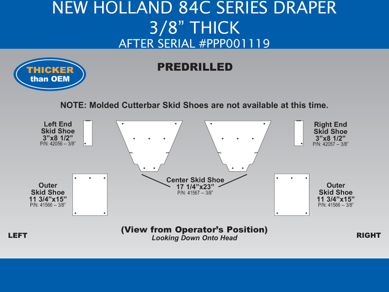 Skid Shoe Sets for New Holland 84C Draper - After Serial #PPP001119