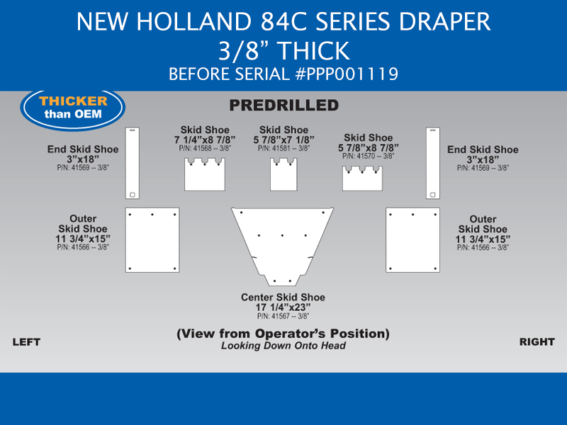 New Holland 84C Draper Skid Shoe Sets - Before Serial #PPP001119