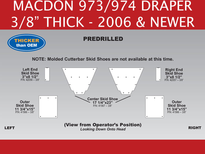 UHMW Skid Shoe Sets for MacDon 974 Draper - 2006 & Newer