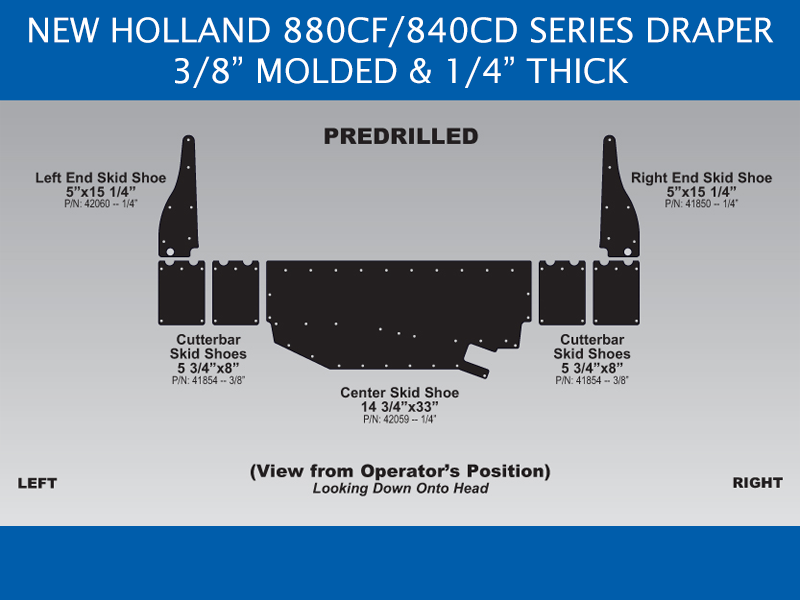 New Holland 880CF/840CD Draper Skid Shoe Sets